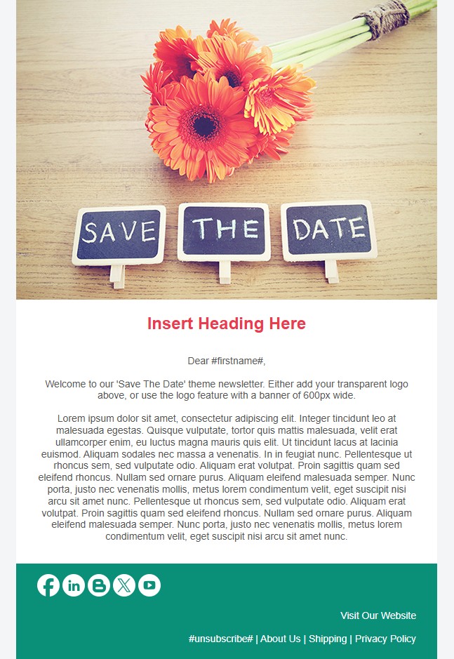 Event invitation email template — Save the Date