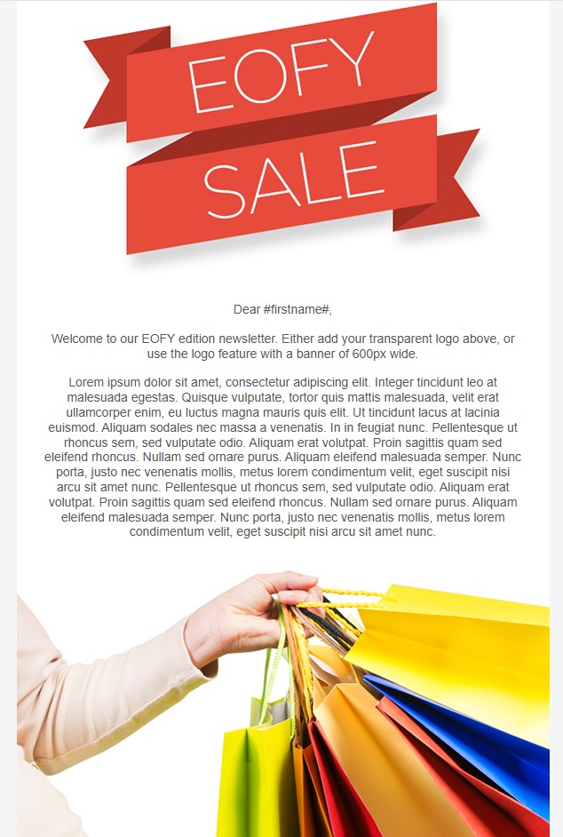 Promotional email template — EOFY Sale