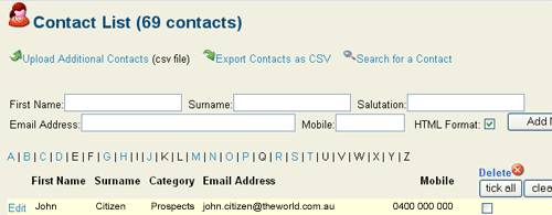 manage email campaign contacts, manage sms campaign contacts